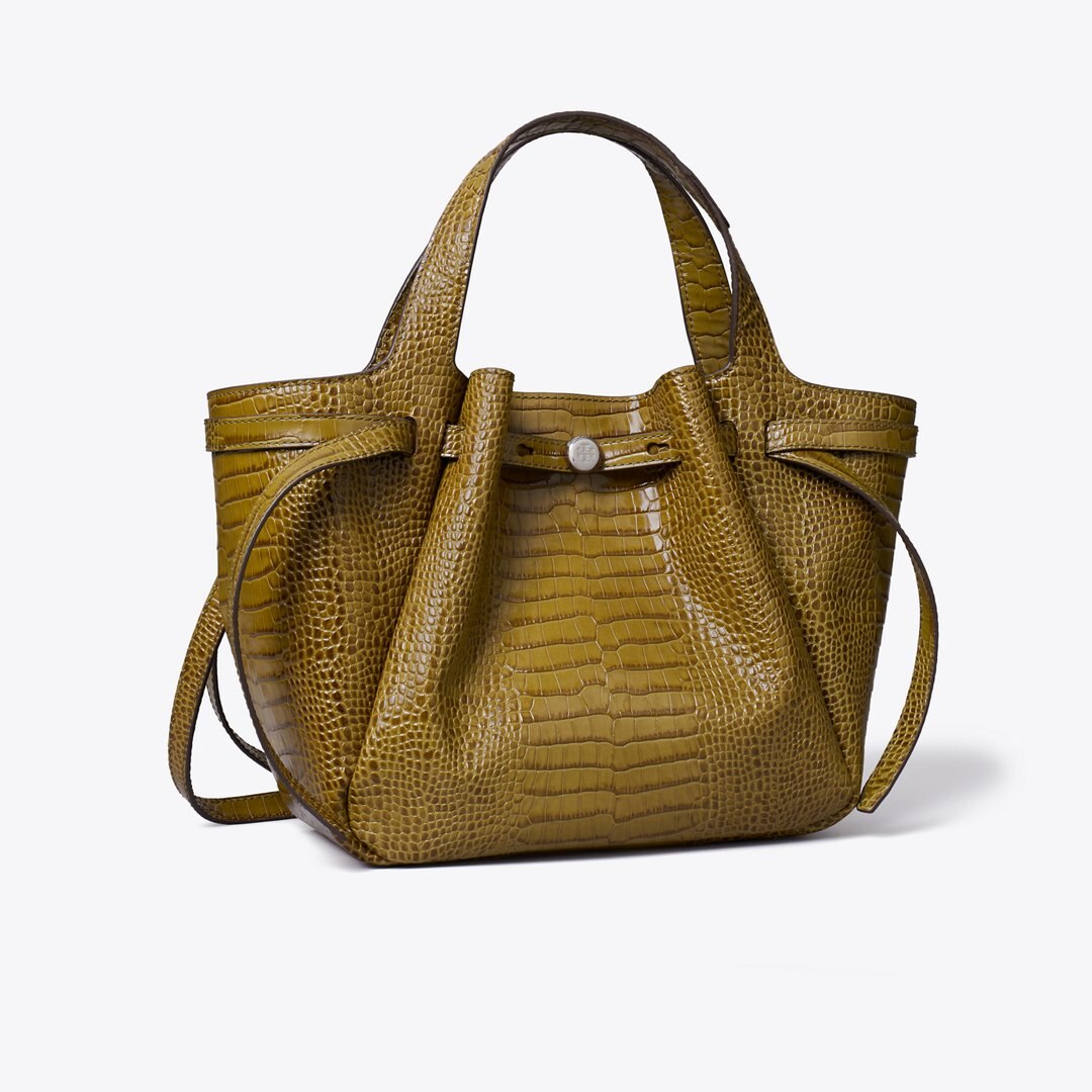Tory Burch Small Romy Croc-Embossed Tote Shroom