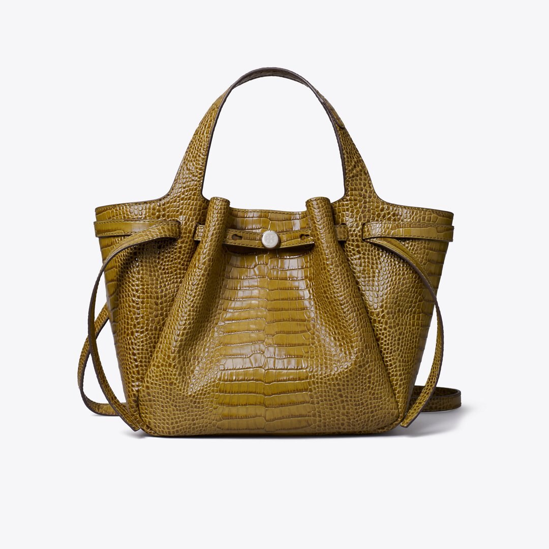 Tory Burch Small Romy Croc-Embossed Tote Shroom