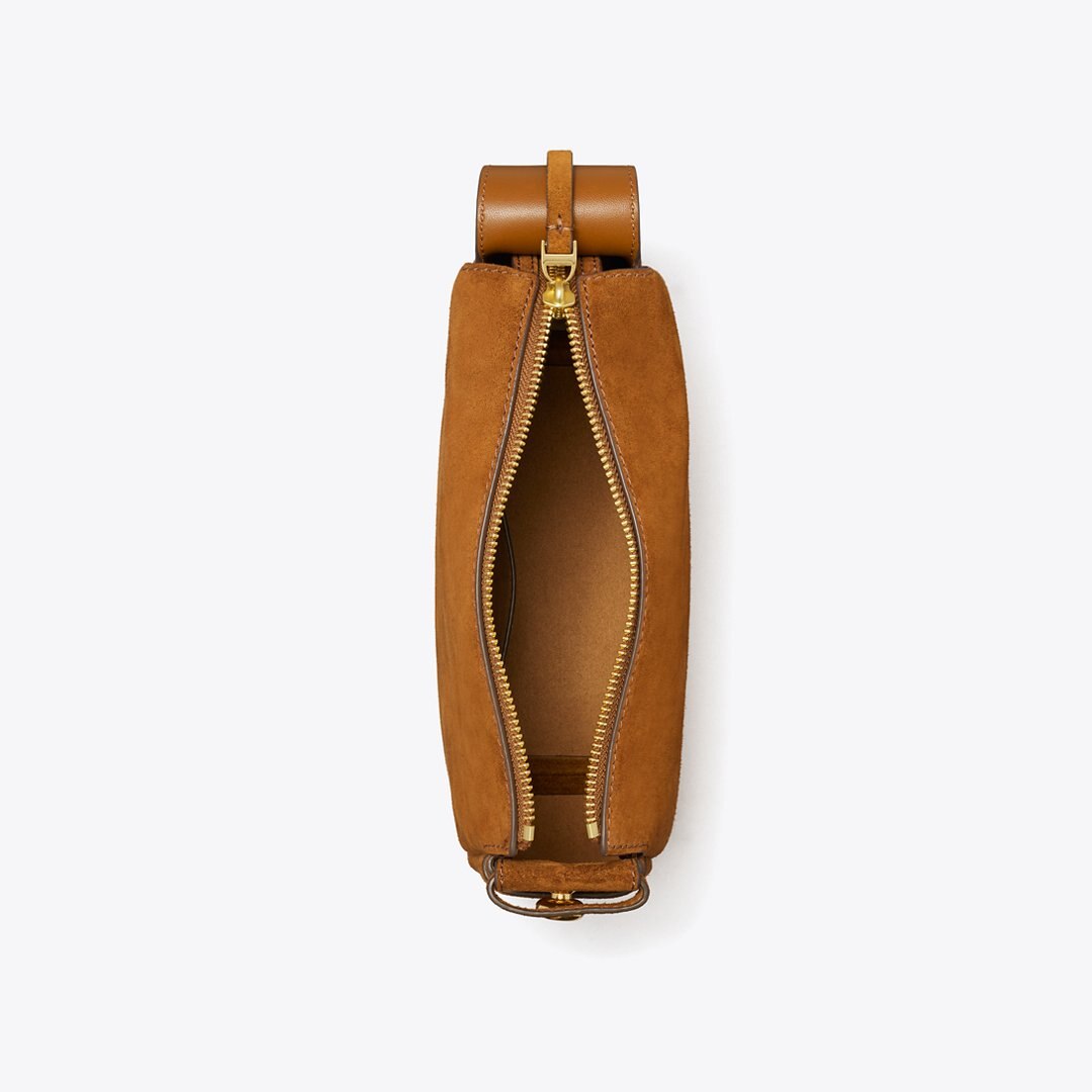 Tory Burch Small Romy Suede Shoulder Bag Cognac