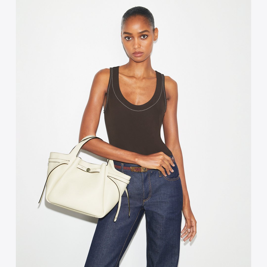 Tory Burch Small Romy Tote Light Cream