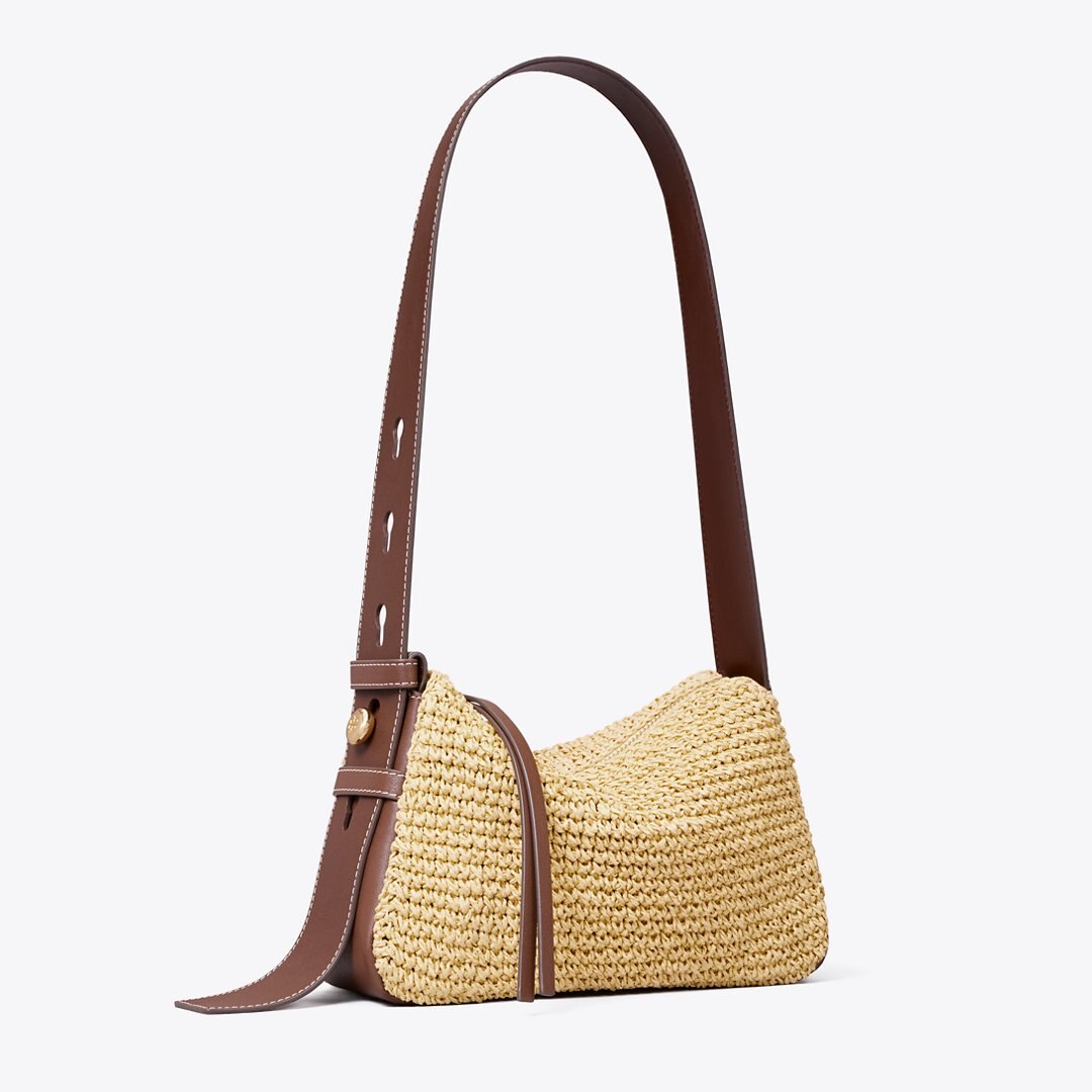 Tory Burch Small Romy Woven Shoulder Bag Natural