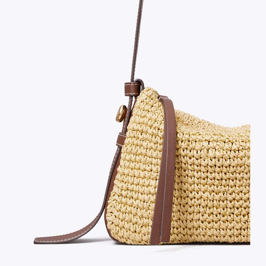 Tory Burch Small Romy Woven Shoulder Bag Natural