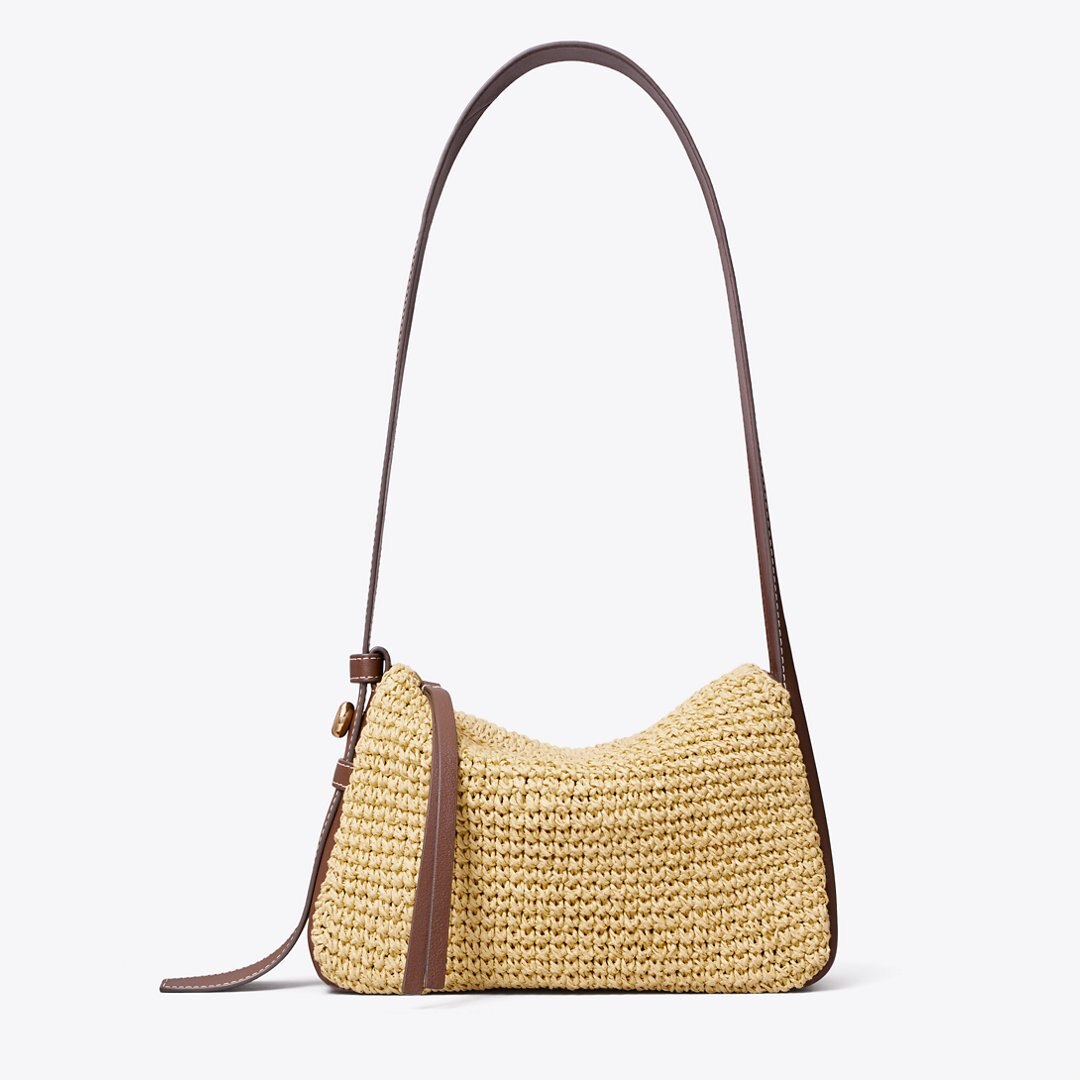 Tory Burch Small Romy Woven Shoulder Bag Natural