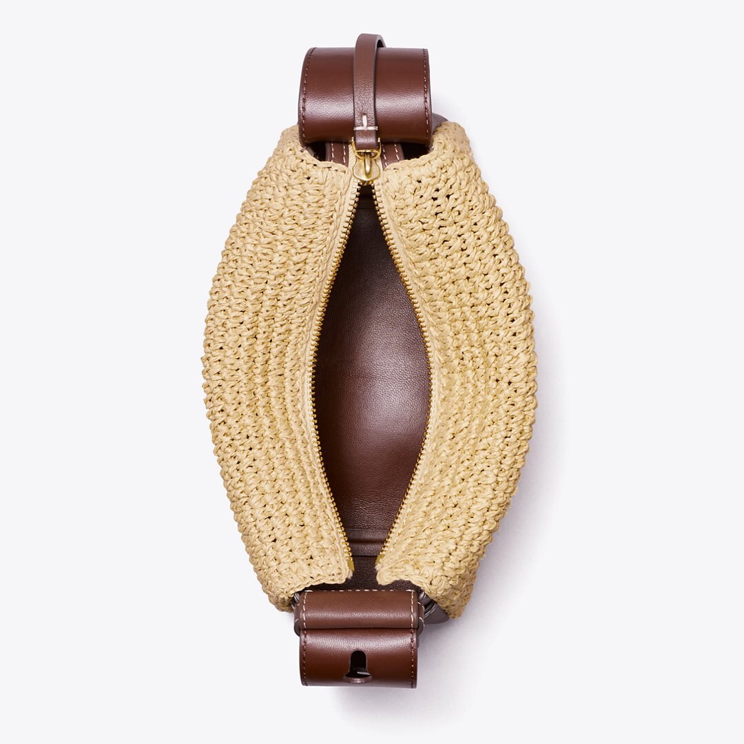 Tory Burch Small Romy Woven Shoulder Bag Natural