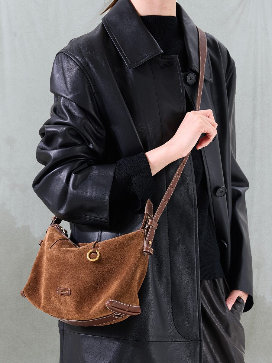 Songmont Small Yore Hobo Bag (Minimal Version) Sandal Suede
