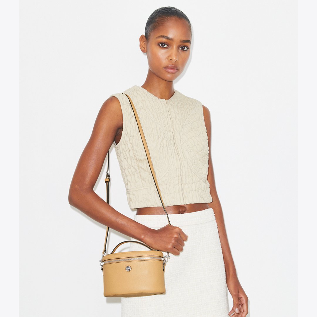 Tory Burch Soft Pebbled Vanity Case Biscotti