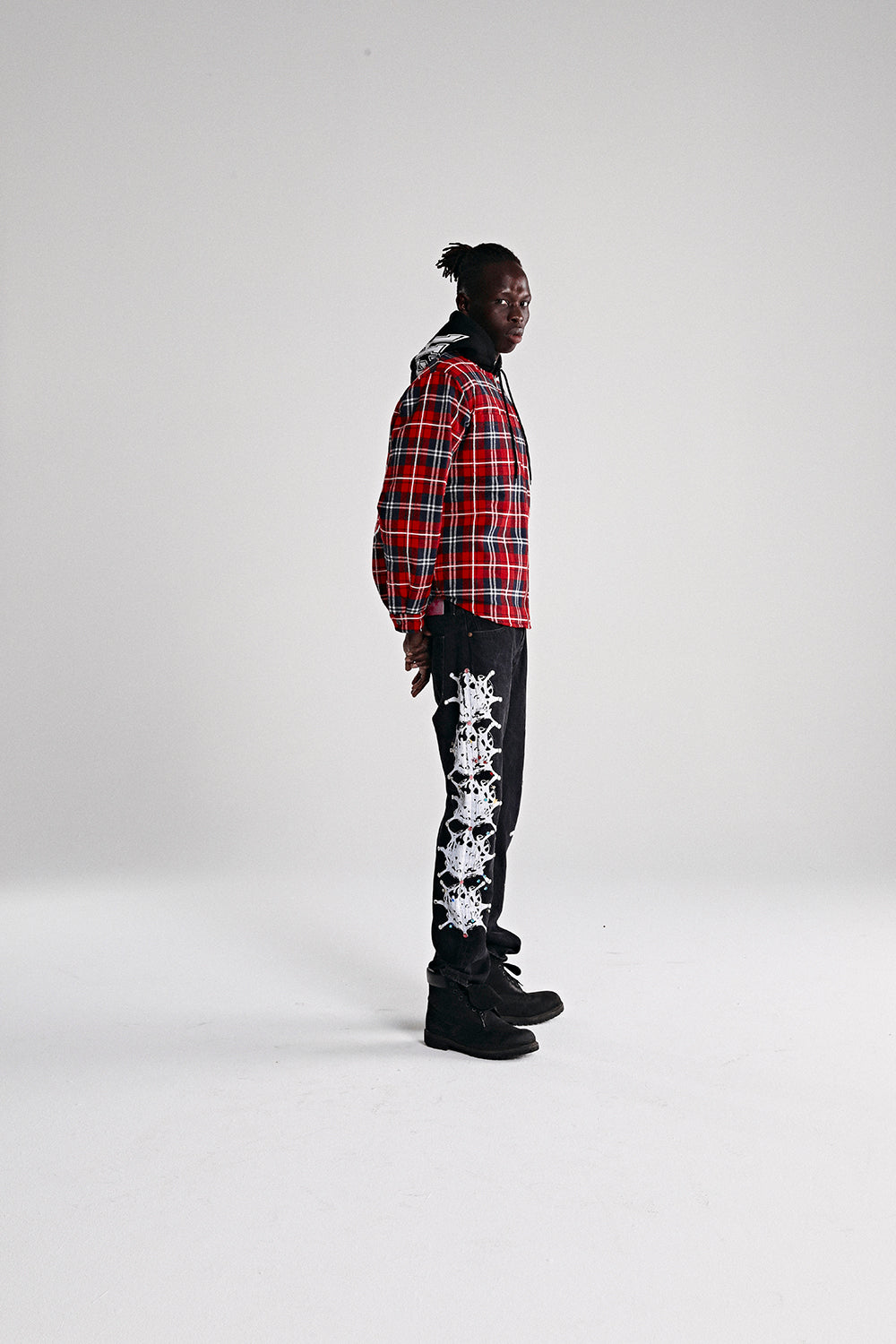 Sp5der Hooded ZIP Flannel Shirt Jacket