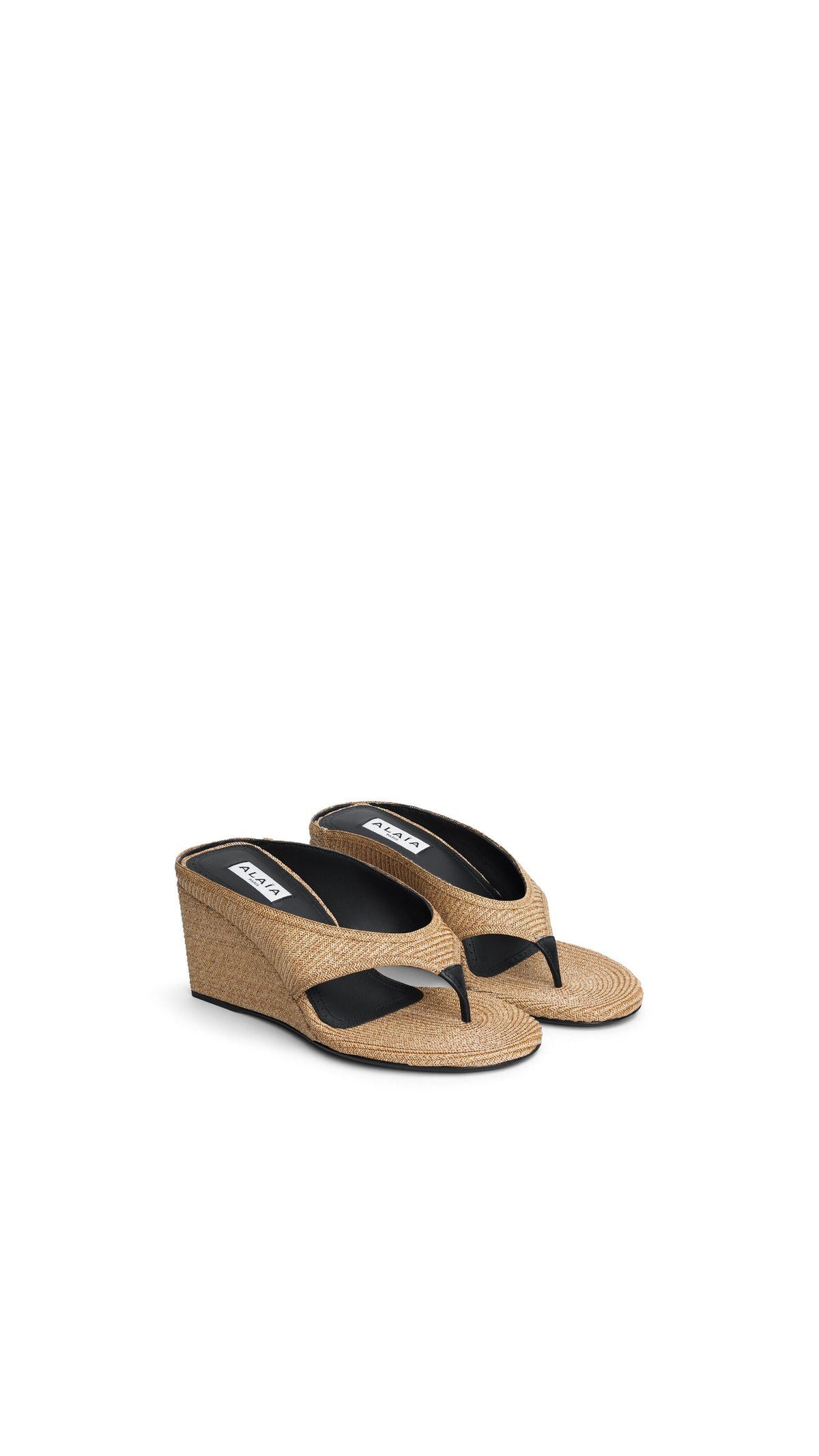 Alaïa Cube Thong Mules In Paper Straw
