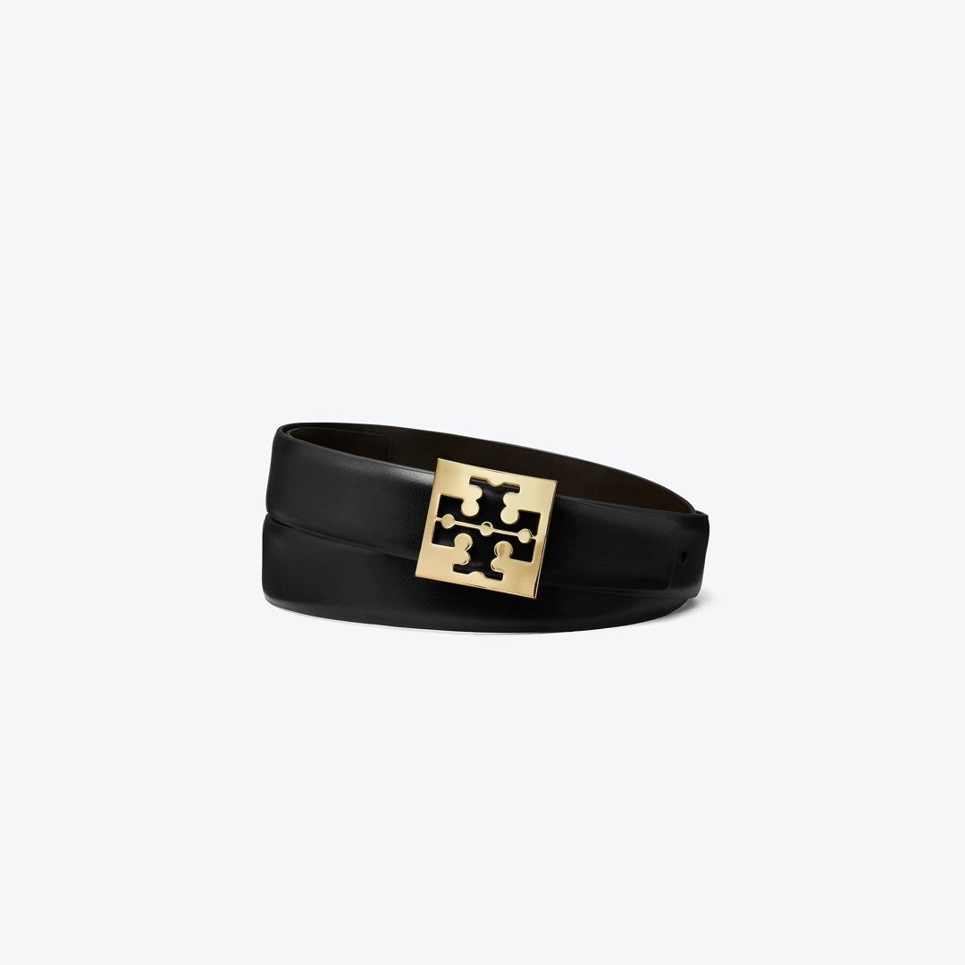 Tory Burch Square Logo Belt Black / John Coco