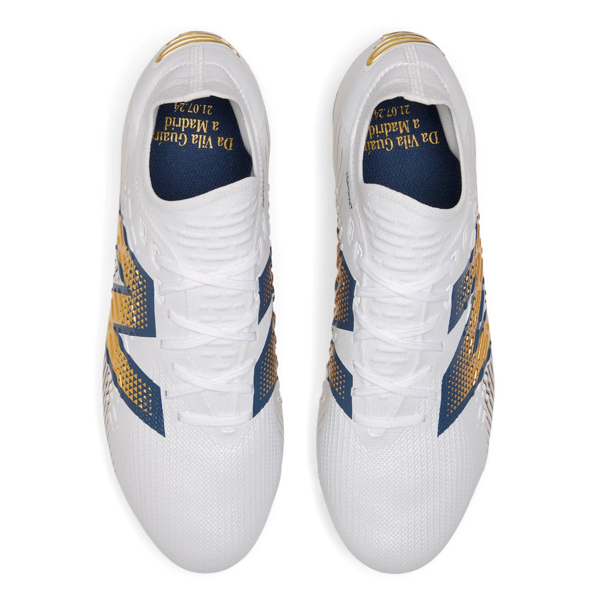 New Balance Tekela PRO LOW Laced FG V4 White with Navy and Gold Metallic