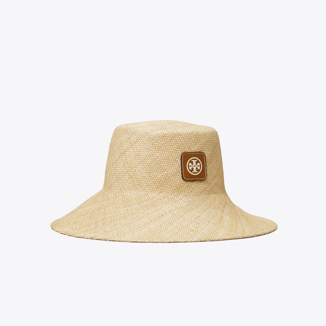 Tory Burch Straw Bucket Hat Natural