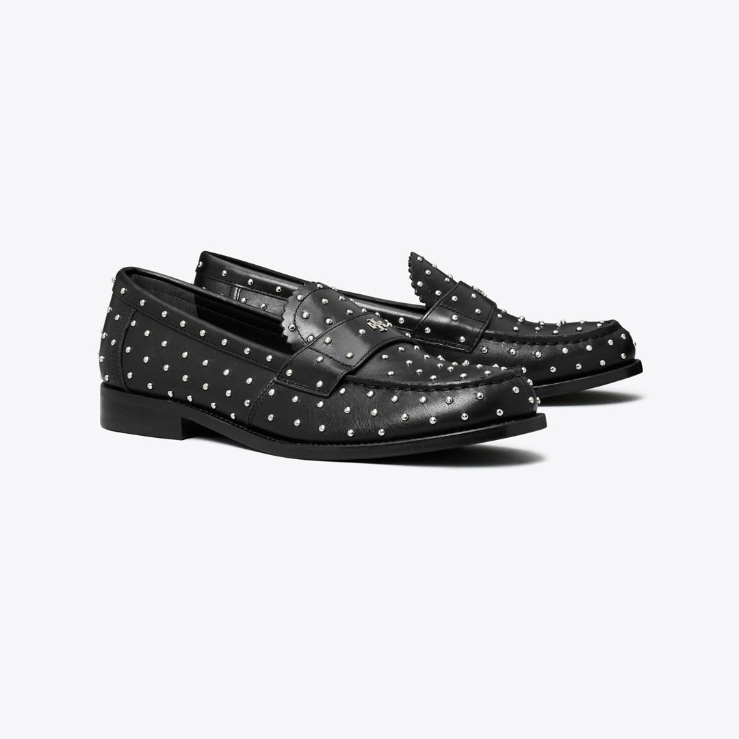 Tory Burch Studded Classic Loafer PERFECT BLACK / SILVER