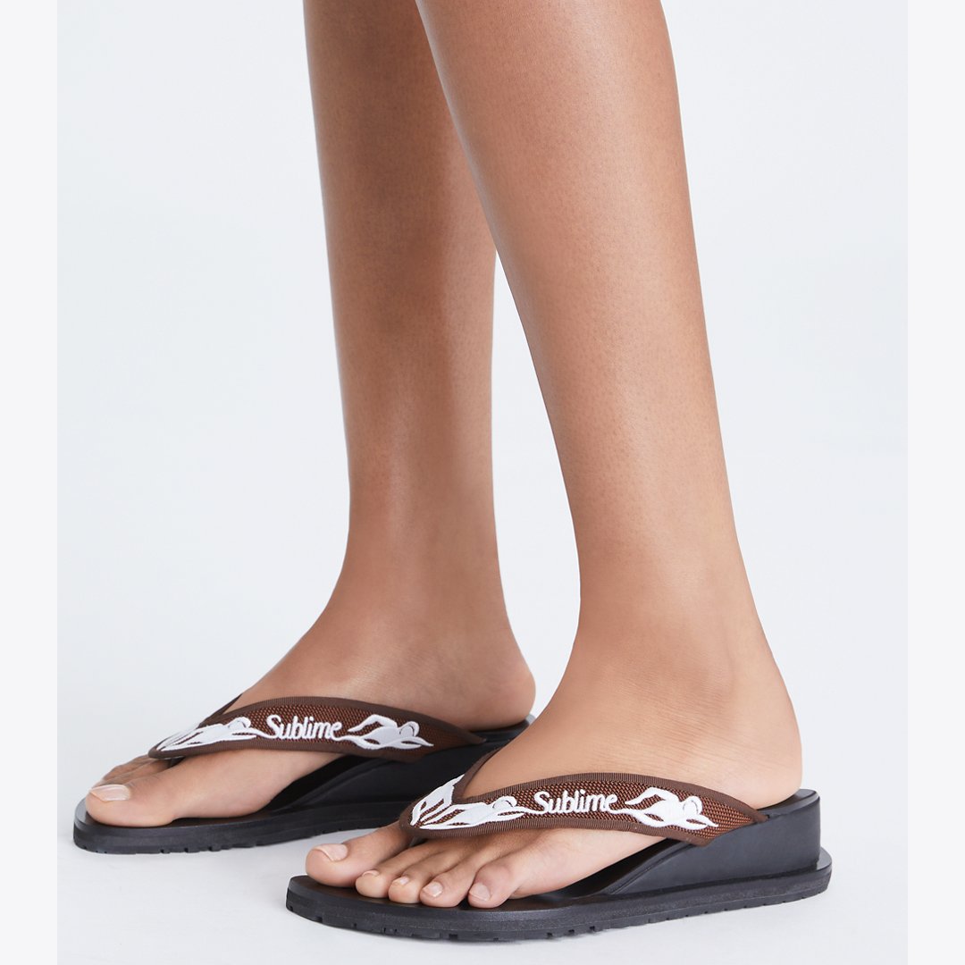 Tory Burch Sublime Wedge Flip-Flop SUBLIME SWIMMER / SPICED MOCHA / WHITE