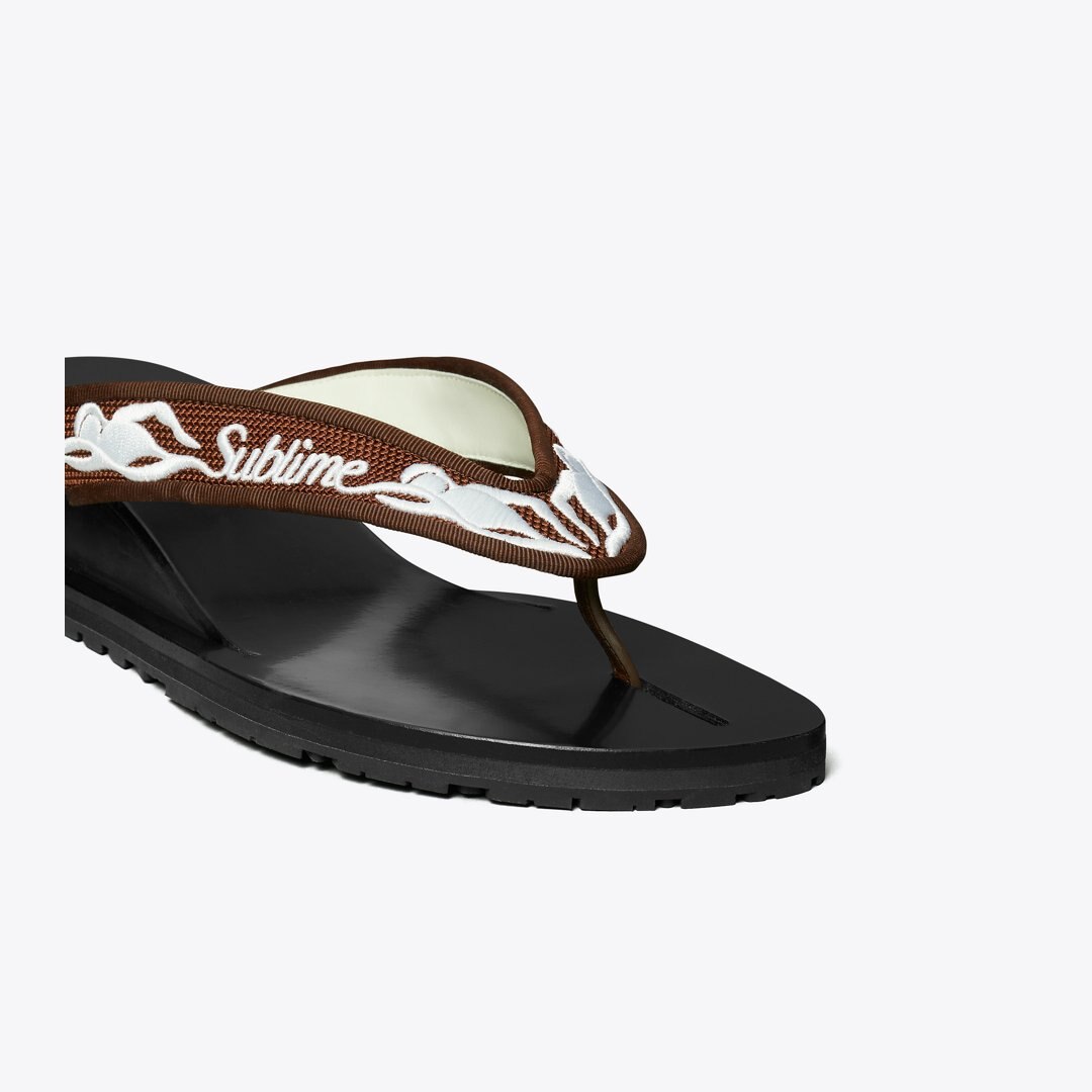 Tory Burch Sublime Wedge Flip-Flop SUBLIME SWIMMER / SPICED MOCHA / WHITE