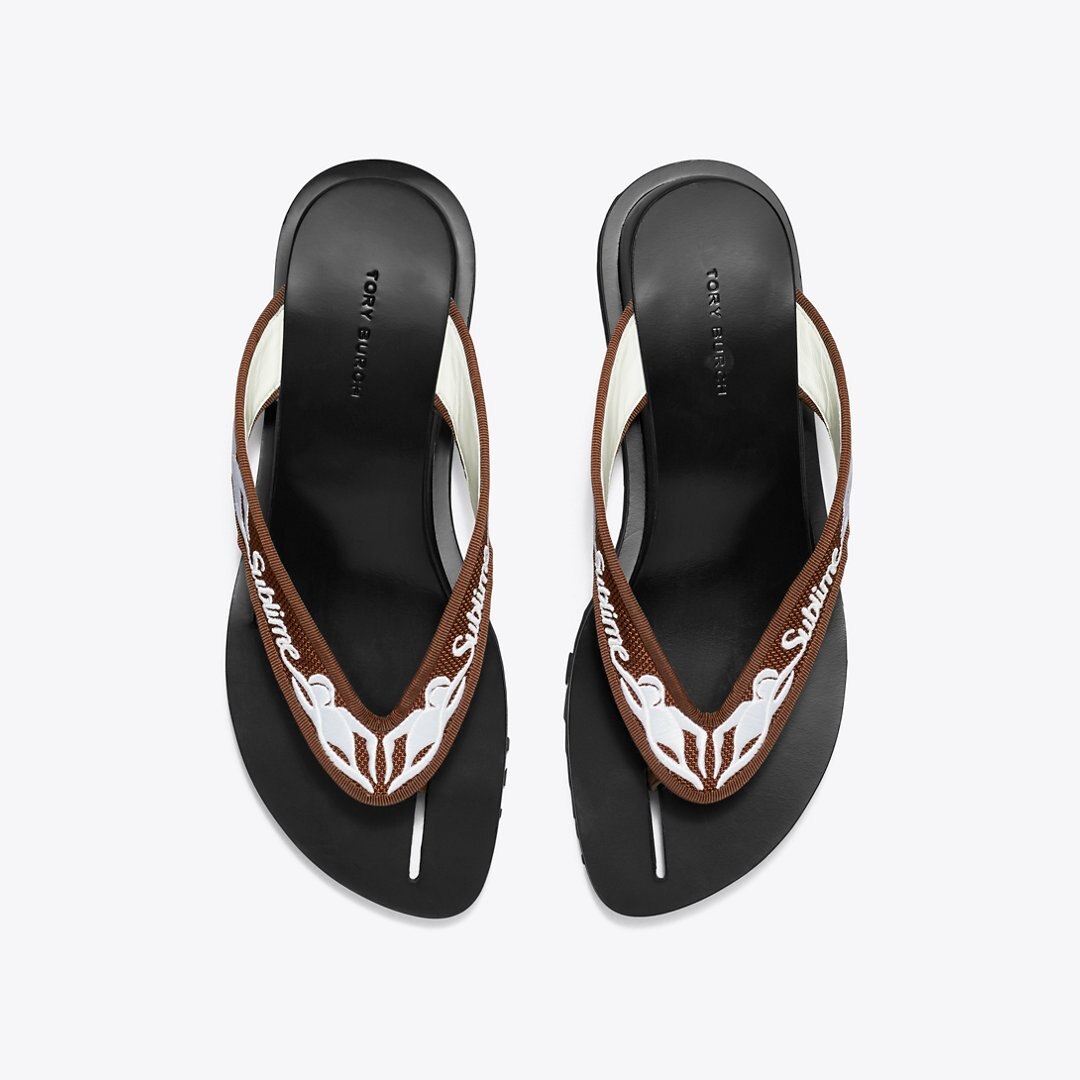 Tory Burch Sublime Wedge Flip-Flop SUBLIME SWIMMER / SPICED MOCHA / WHITE