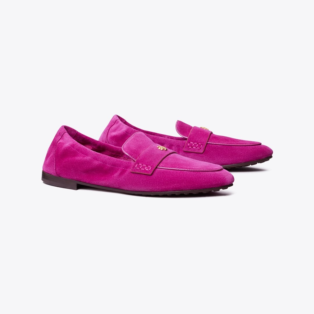 Tory Burch Suede Ballet Loafer Fuchsia