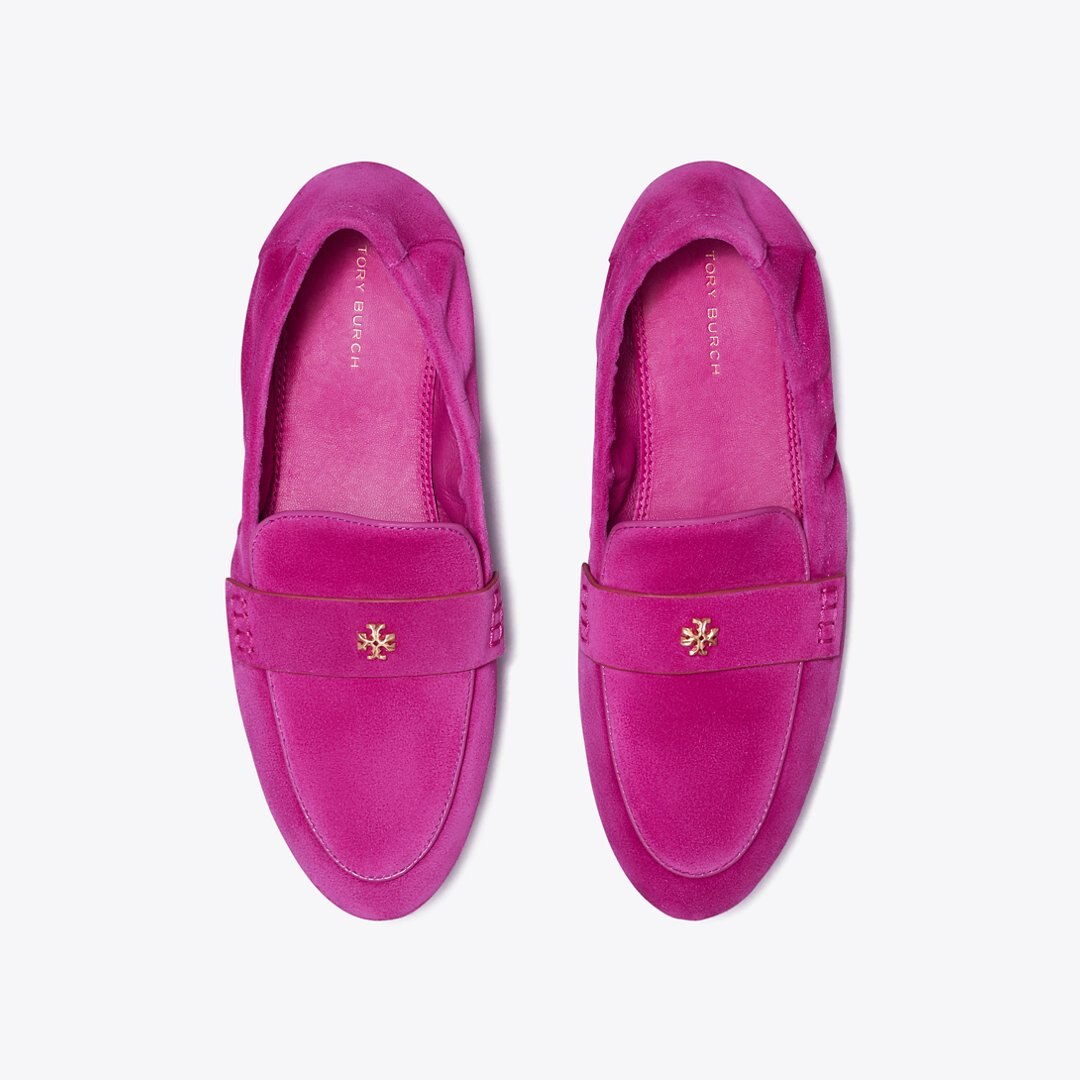 Tory Burch Suede Ballet Loafer Fuchsia