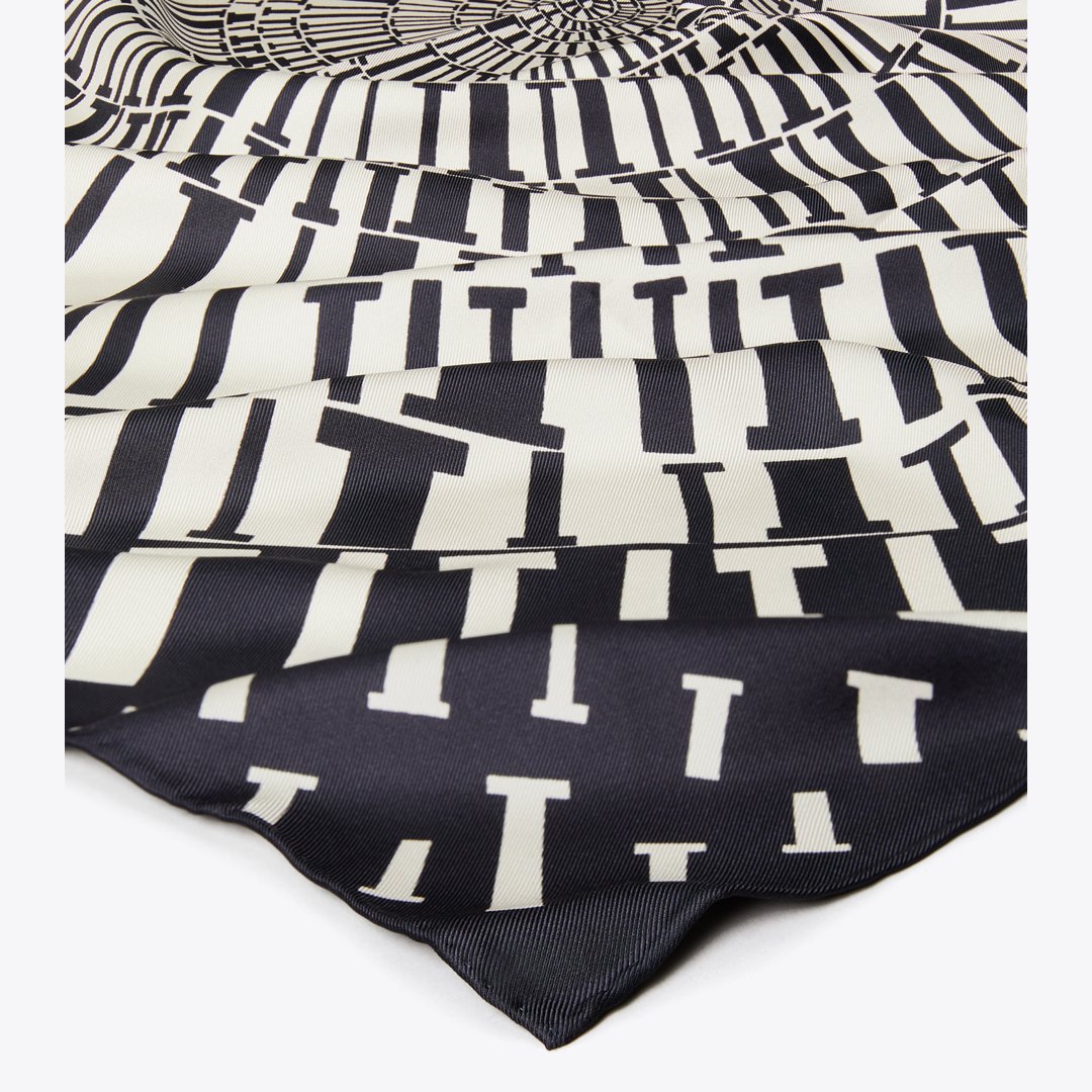 Tory Burch T Circle Silk Square Scarf Navy Circle T Silk Square