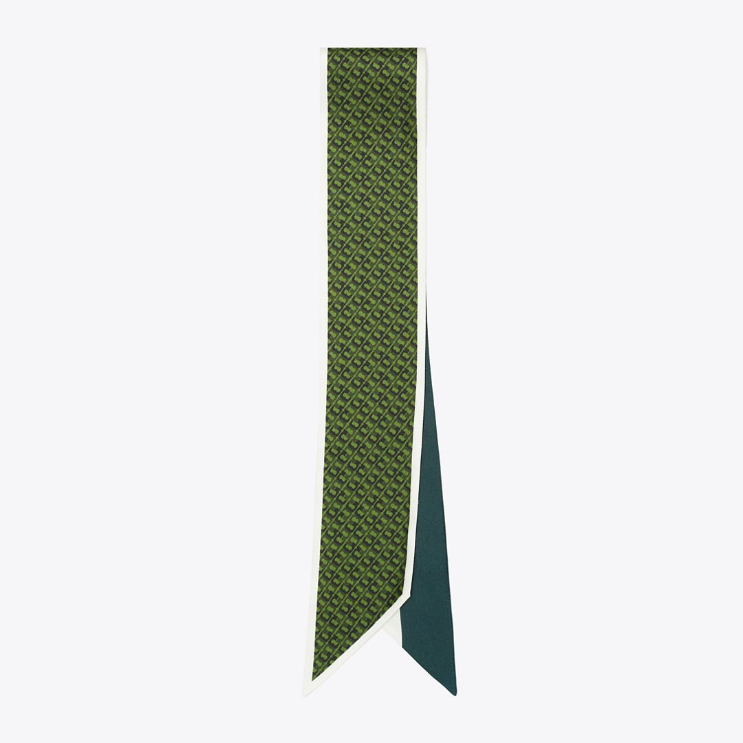 Tory Burch T Link Silk Ribbon Tie Green T Link