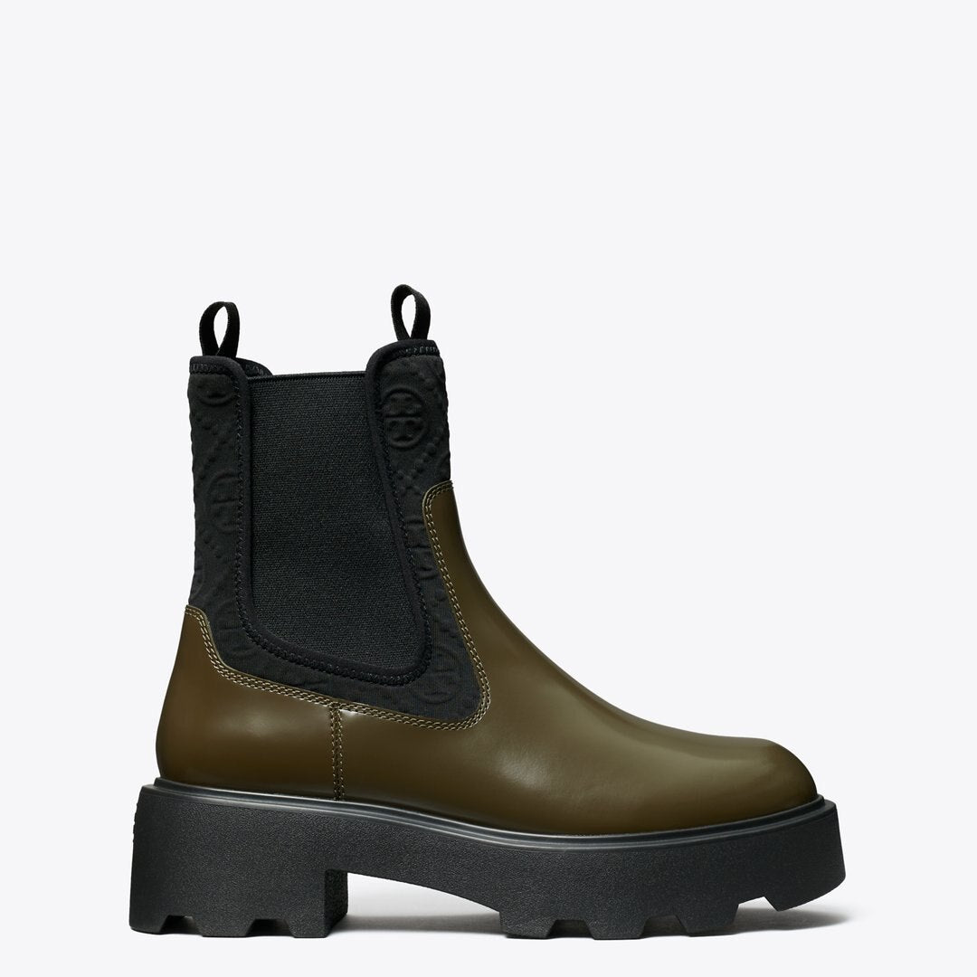 Tory Burch T Monogram Chelsea Lug Boot DARK OLIVE