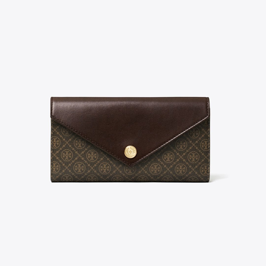 Tory Burch T Monogram Coated Canvas Envelope Wallet French Press