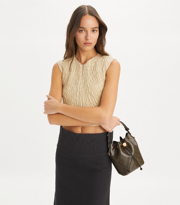 T Monogram Coated Canvas Mini Bucket Bag French Press French Press