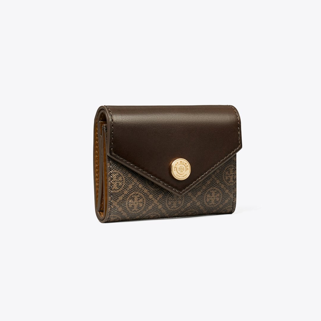 Tory Burch T Monogram Coated Canvas Small Envelope Wallet French Press