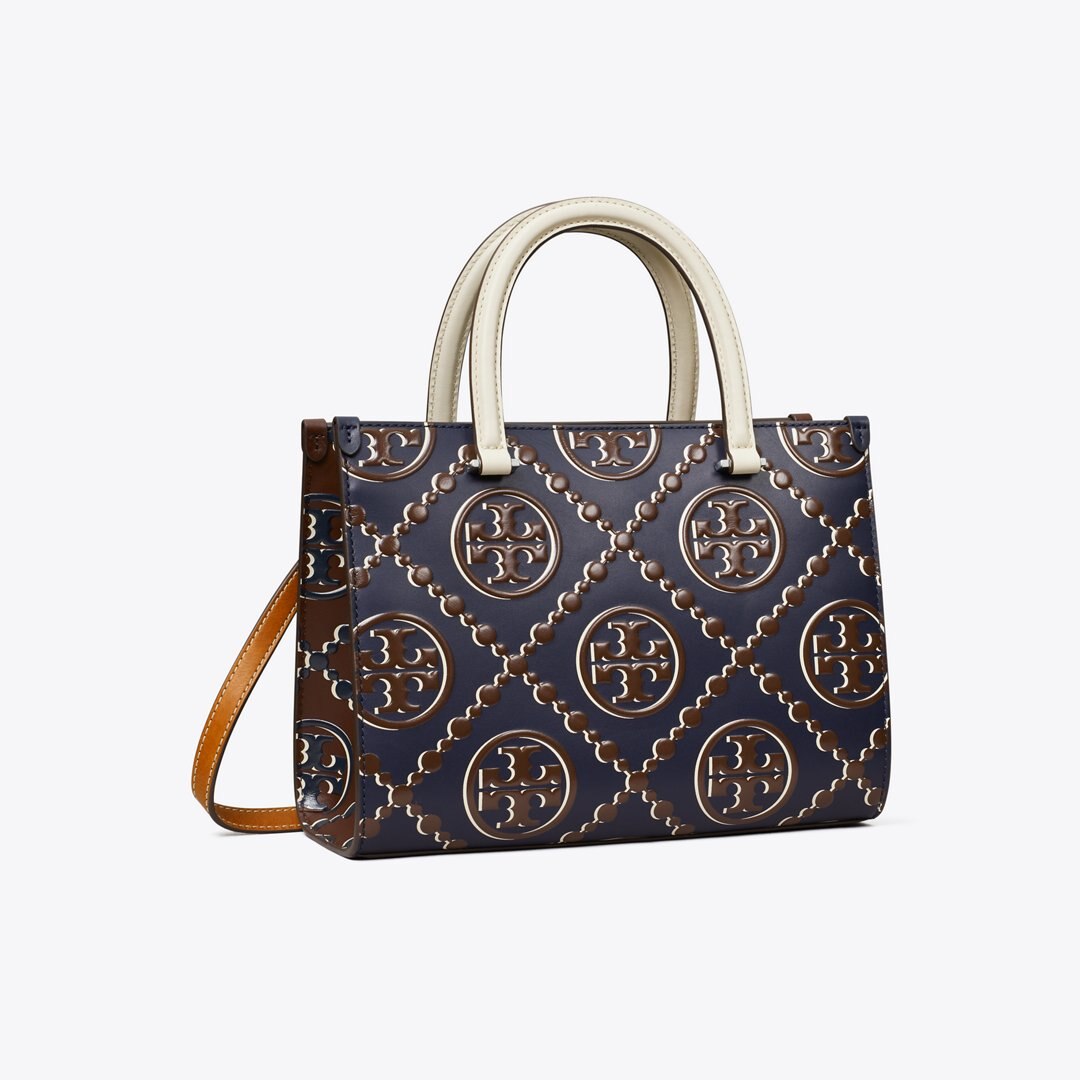 Tory Burch T Monogram Contrast Embossed Top-Handle Tote Tory Navy / John Coco