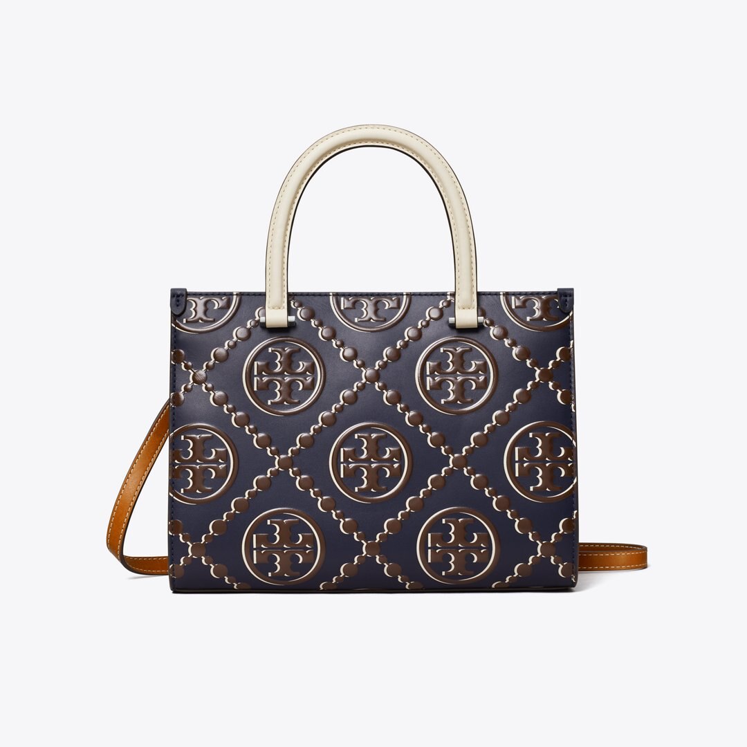 Tory Burch T Monogram Contrast Embossed Top-Handle Tote Tory Navy / John Coco
