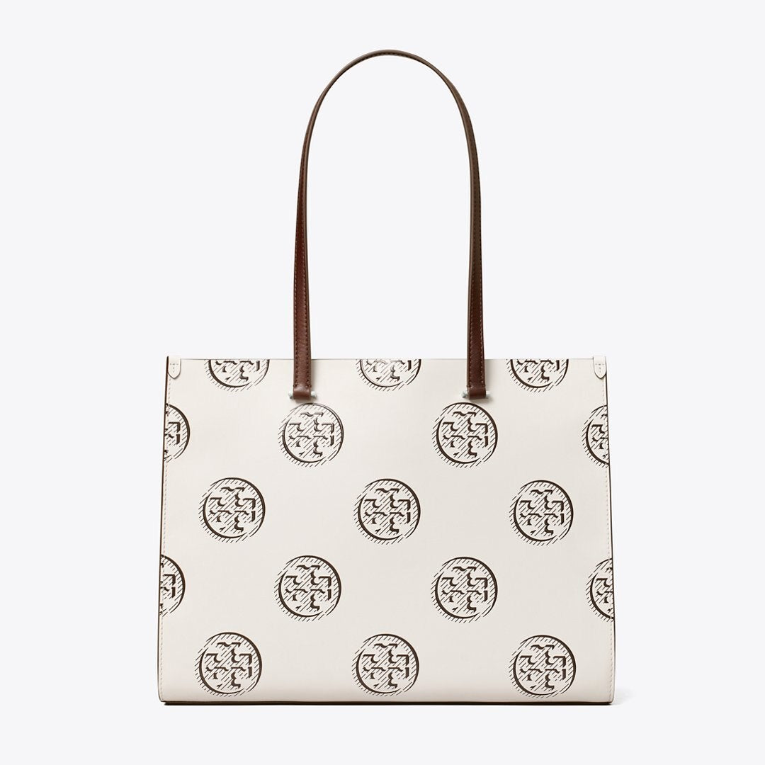 Tory Burch T Monogram Contrast Embossed Tote Chocolate