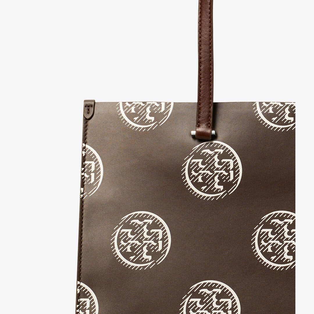 Tory Burch T Monogram Contrast Embossed Tote Chocolate