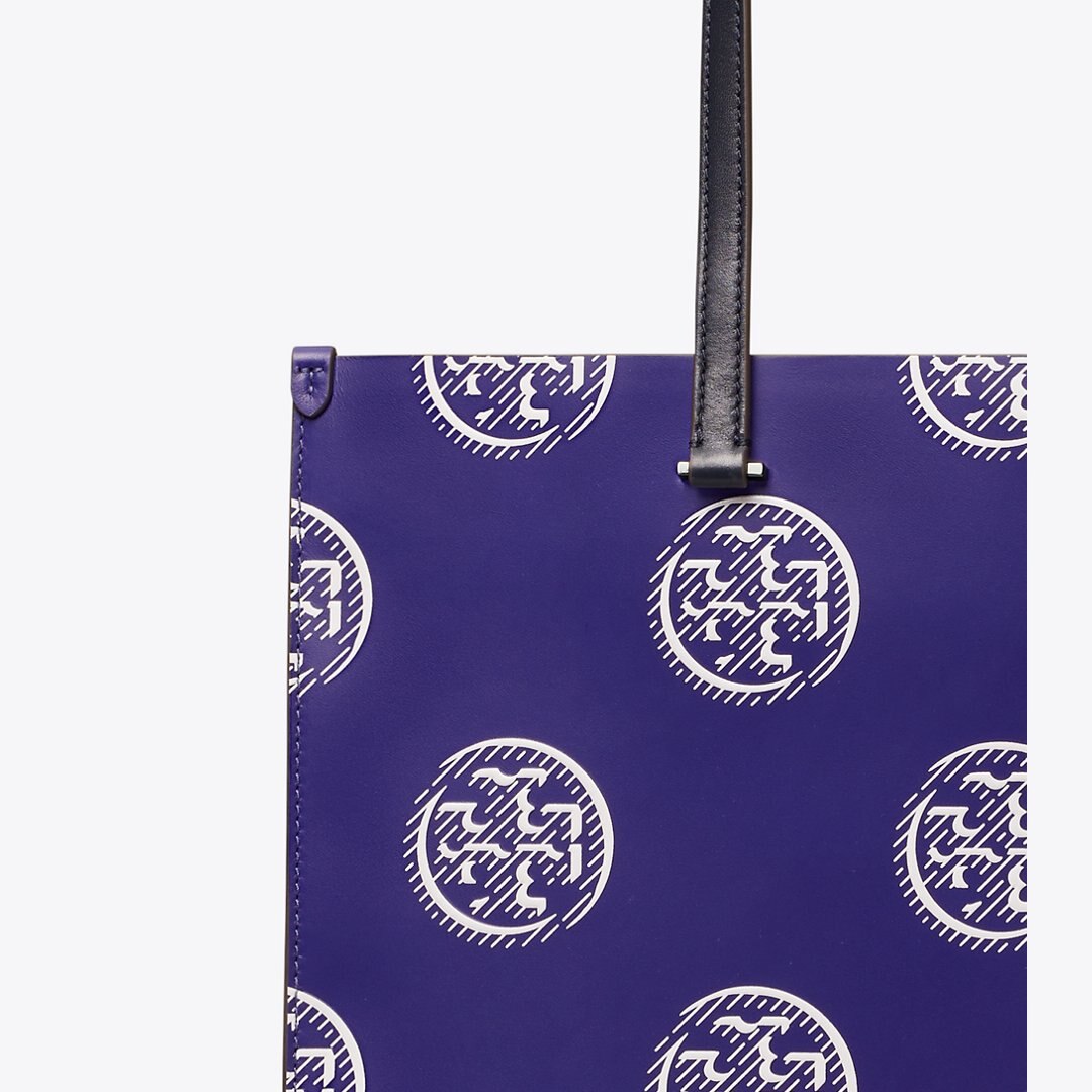 Tory Burch T Monogram Contrast Embossed Tote Ballpoint Blue