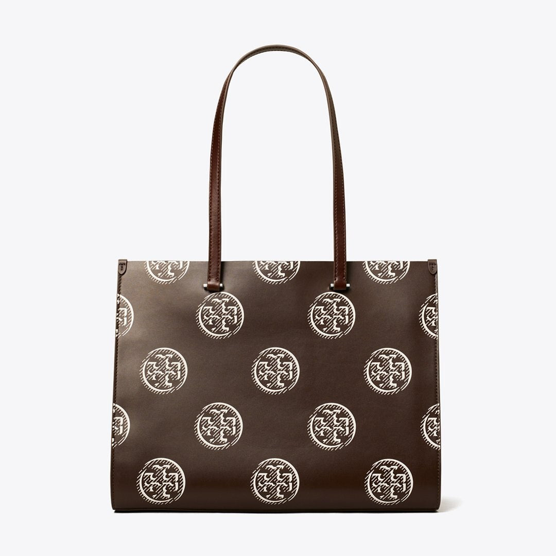 Tory Burch T Monogram Contrast Embossed Tote Chocolate