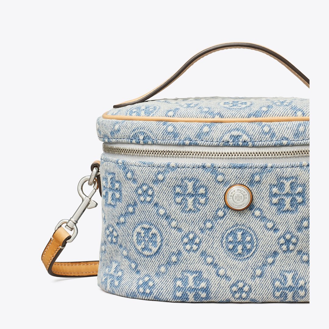 Tory Burch T Monogram Denim Soft Vanity Case Powder Blue