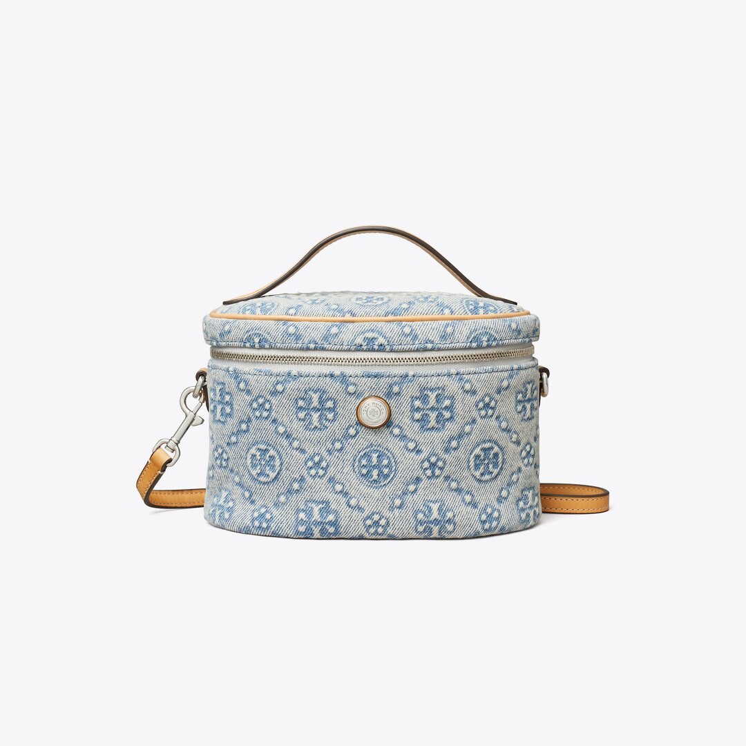 Tory Burch T Monogram Denim Soft Vanity Case Powder Blue