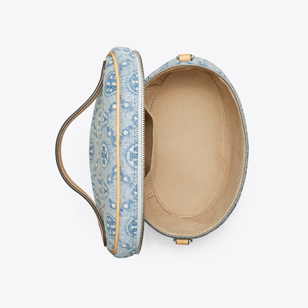 Tory Burch T Monogram Denim Soft Vanity Case Powder Blue