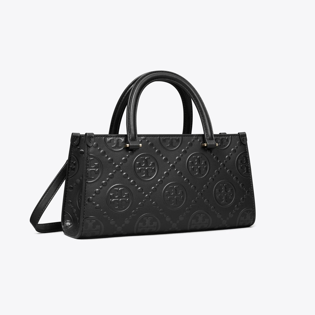 Tory Burch T Monogram Embossed Small East-West Tote Black