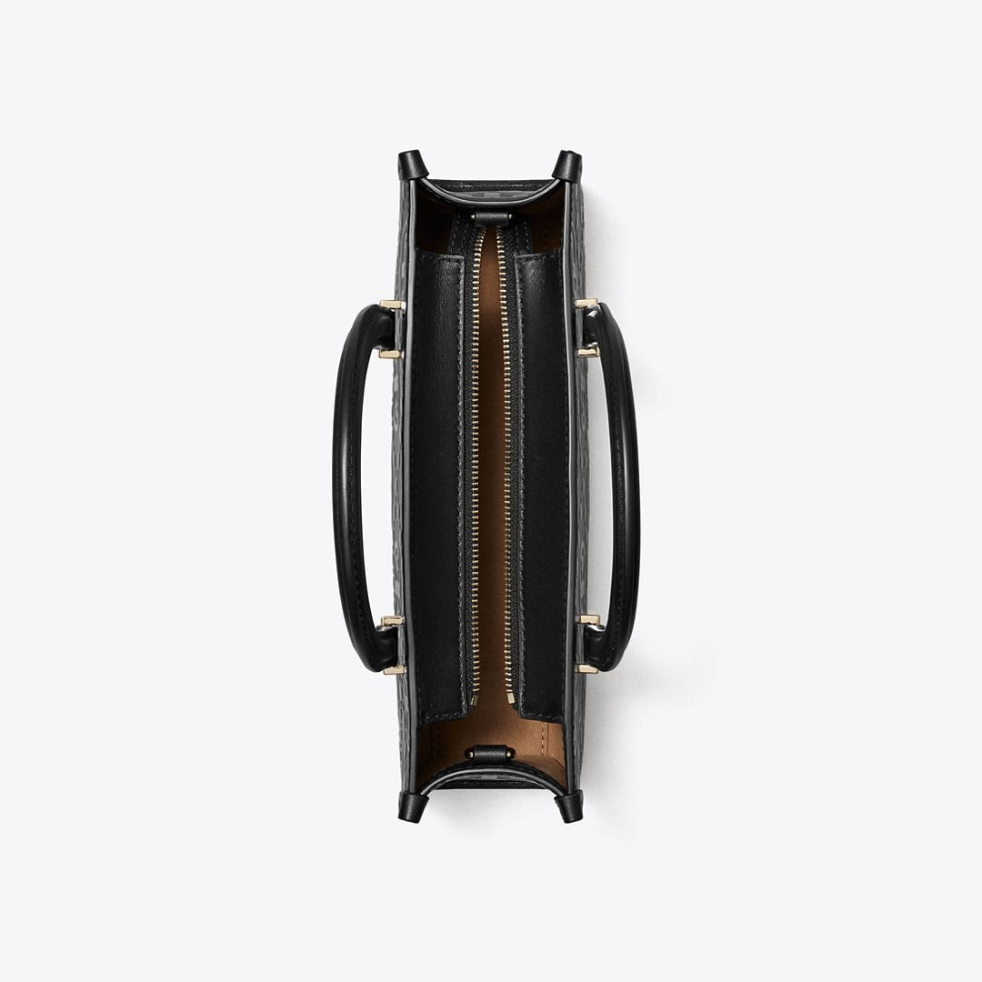 Tory Burch T Monogram Embossed Small East-West Tote Black