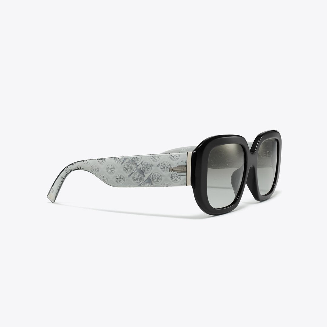Tory Burch T Monogram Geometric Sunglasses BLACK/GREY GRADIENT
