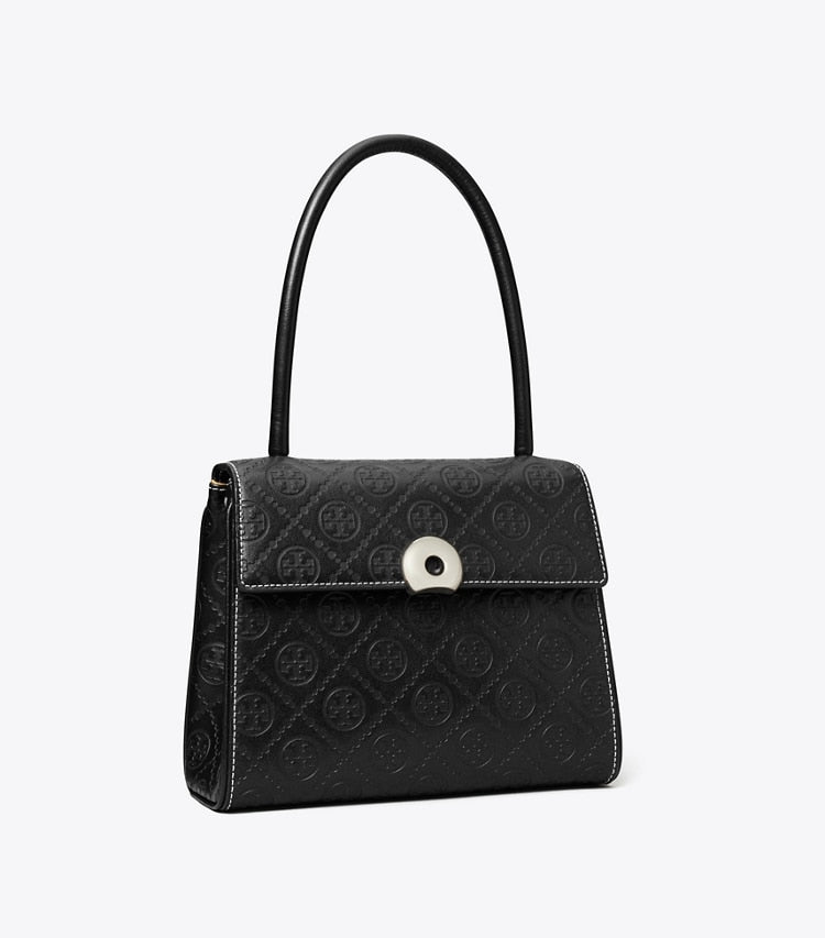 T Monogram Leather Small Deville Bag Black Black