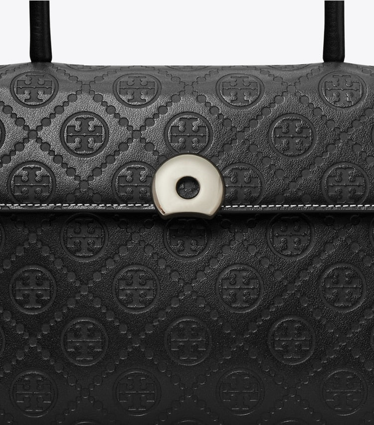 T Monogram Leather Small Deville Bag Black Black