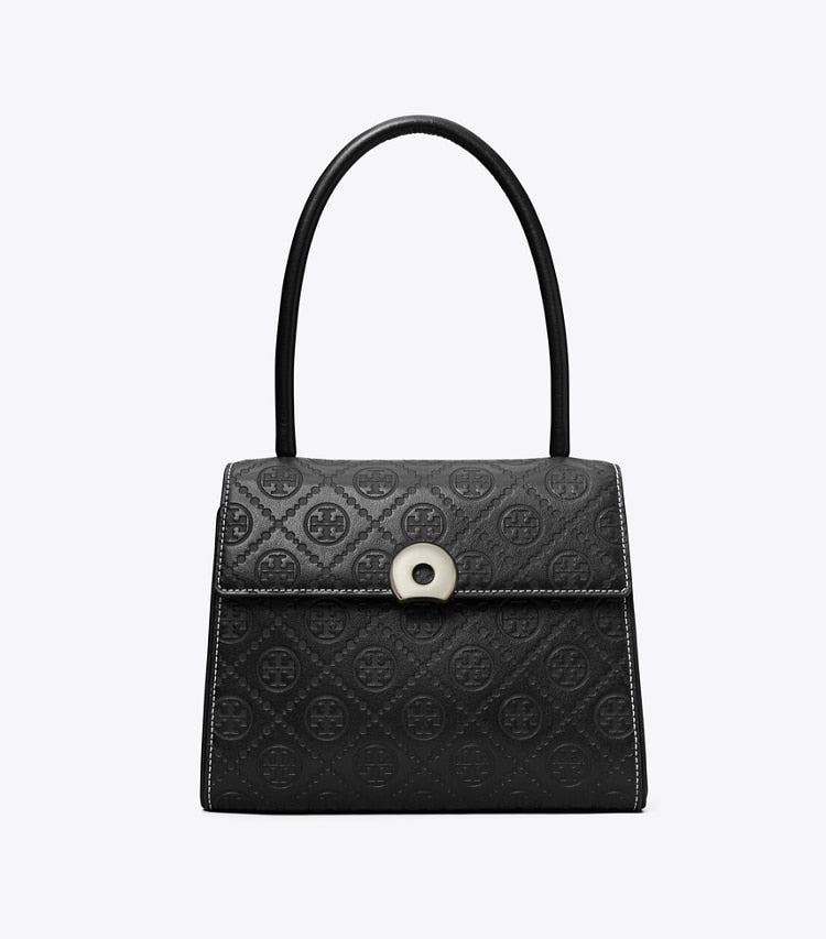 T Monogram Leather Small Deville Bag Black Black