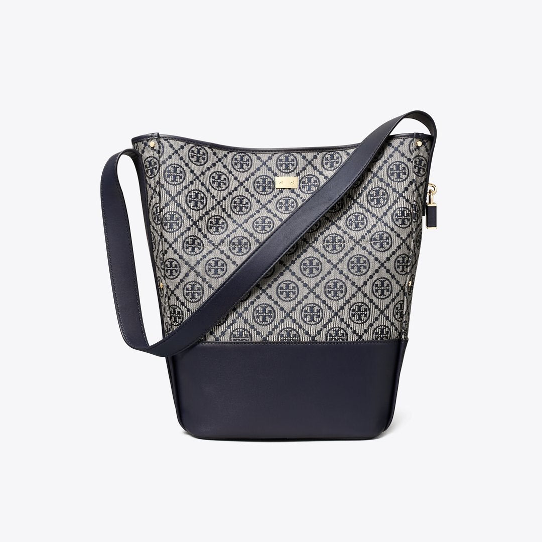 Tory Burch T Monogram Lock Slim Bucket Bag Tory Navy