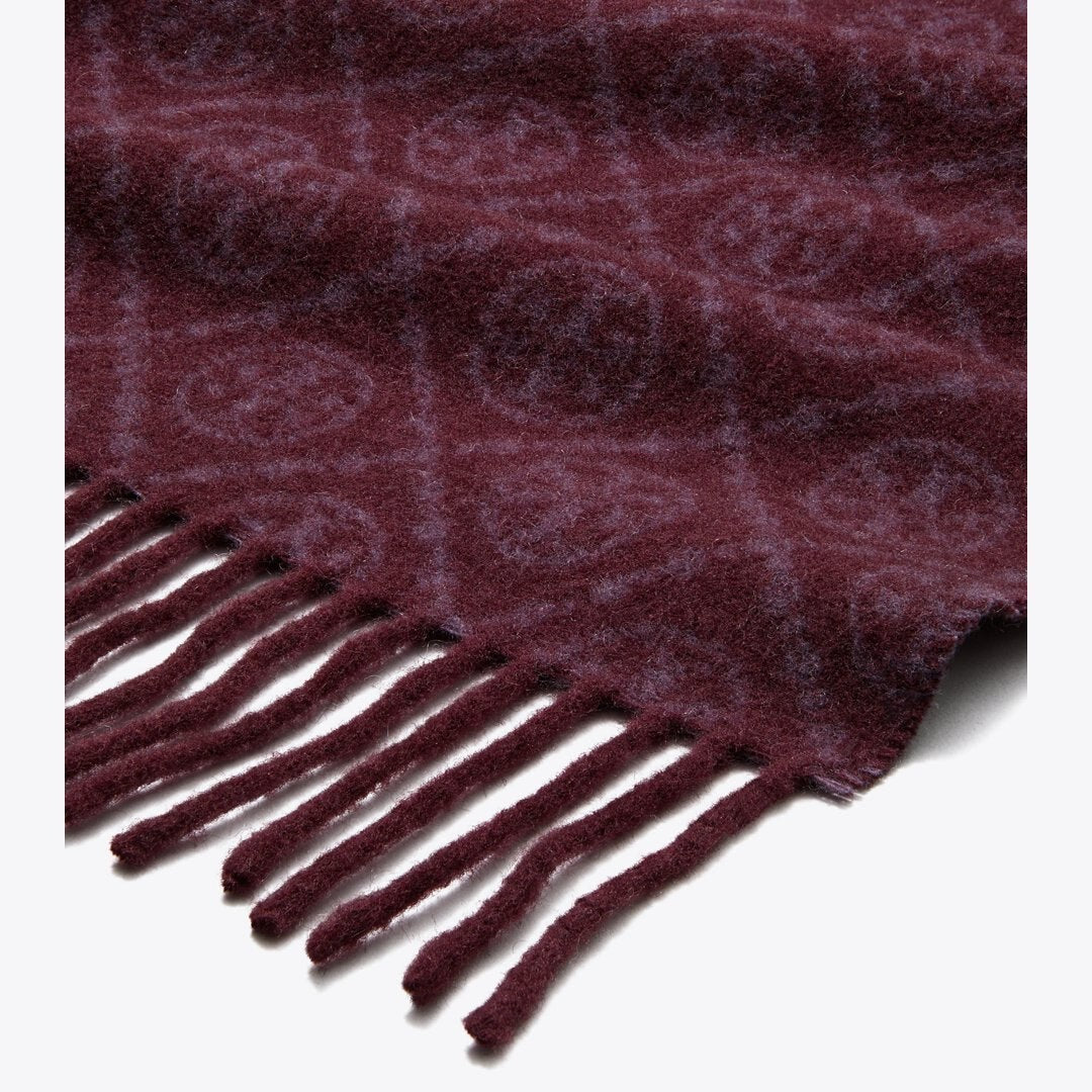 Tory Burch T Monogram Oblong Scarf Chocolate