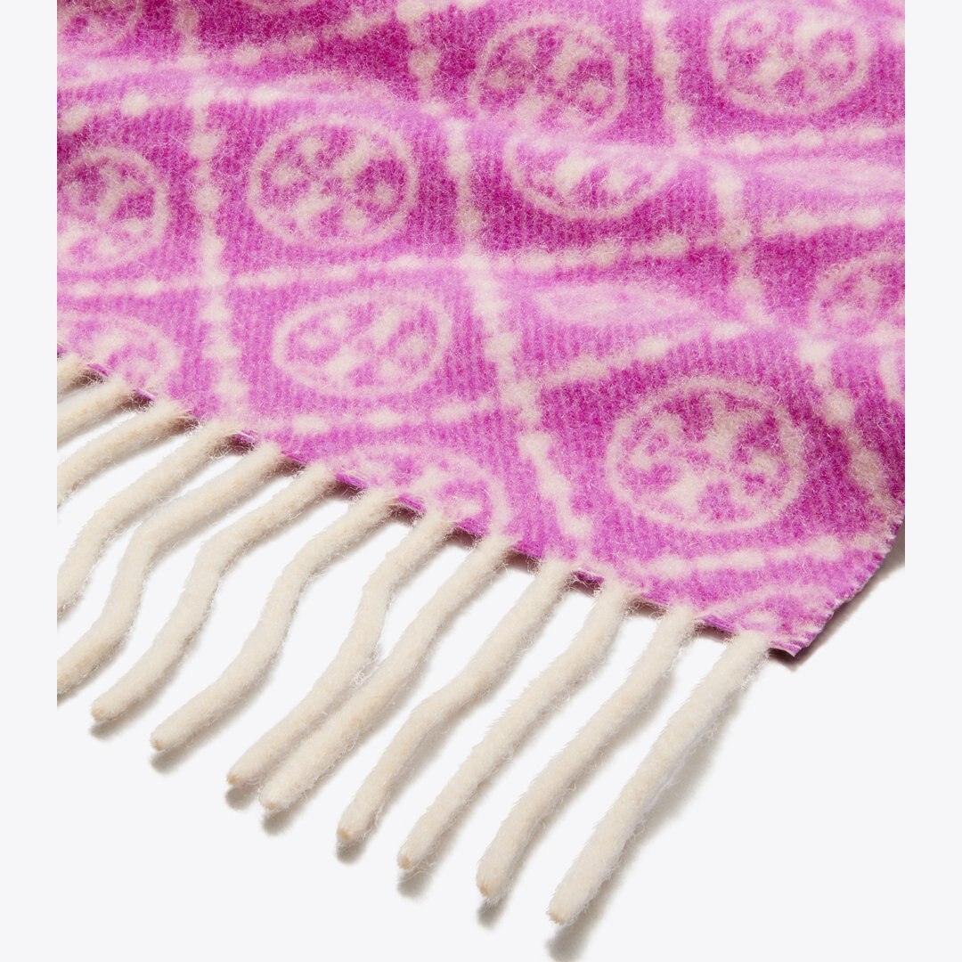 Tory Burch T Monogram Oblong Scarf Magenta
