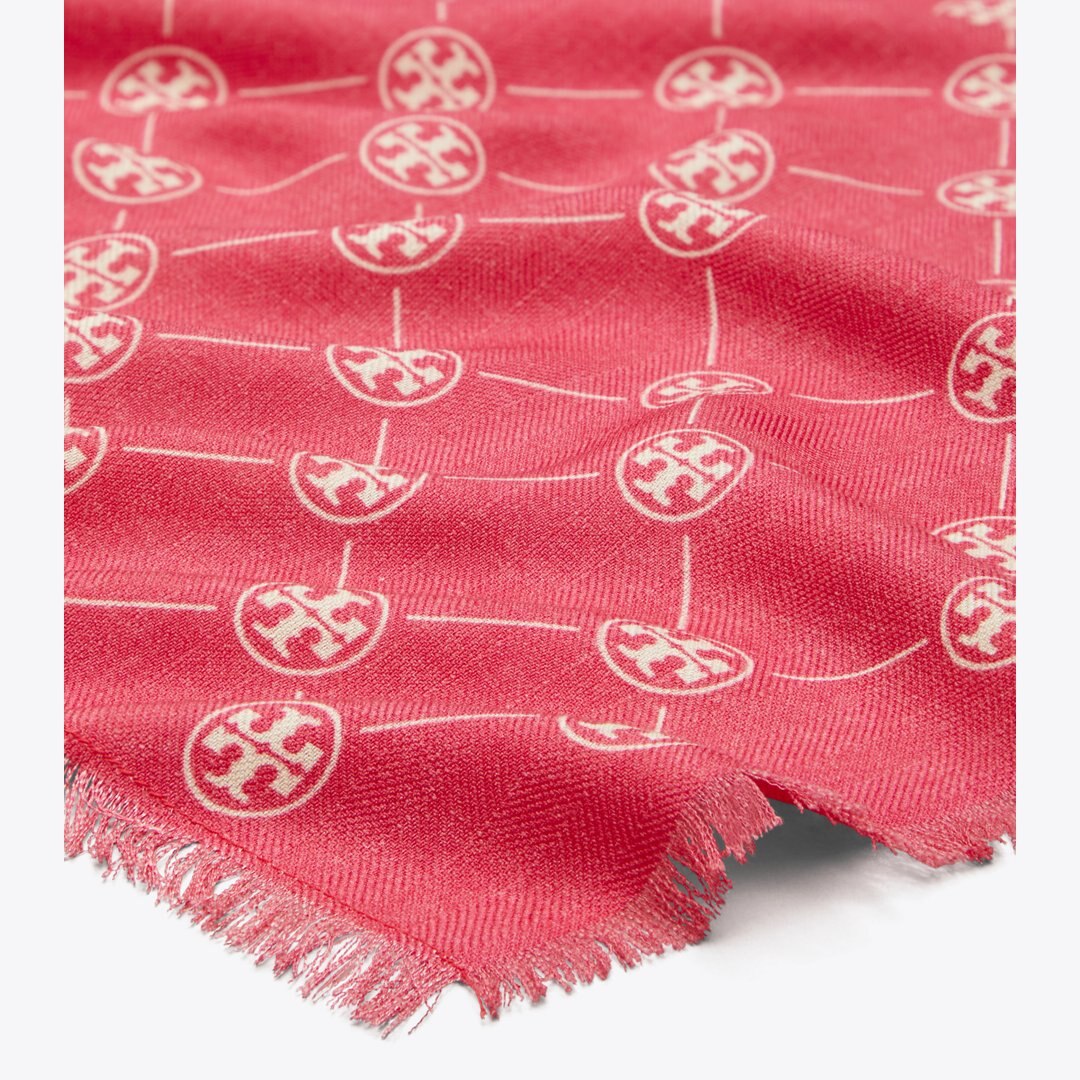 Tory Burch T Monogram Oblong Scarf Pink