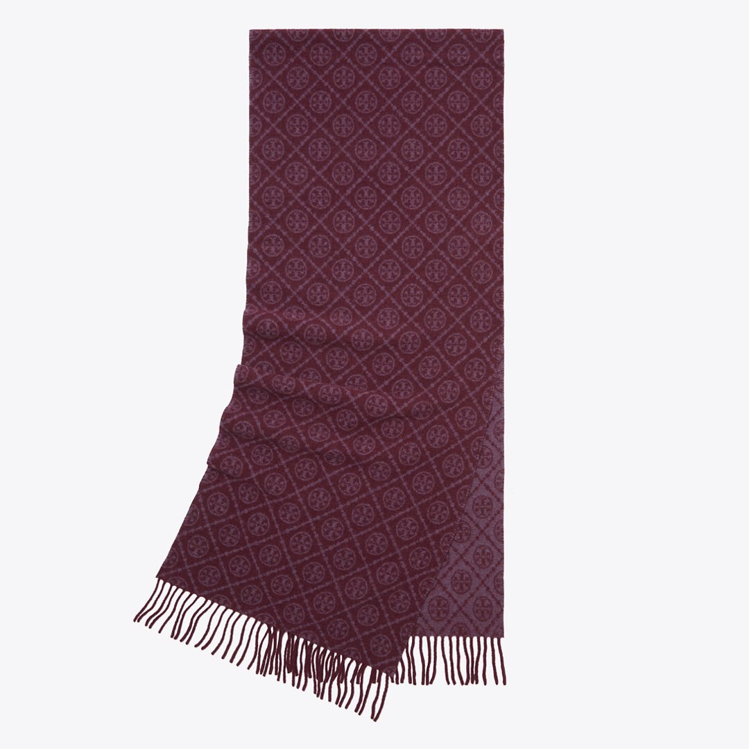 Tory Burch T Monogram Oblong Scarf Chocolate