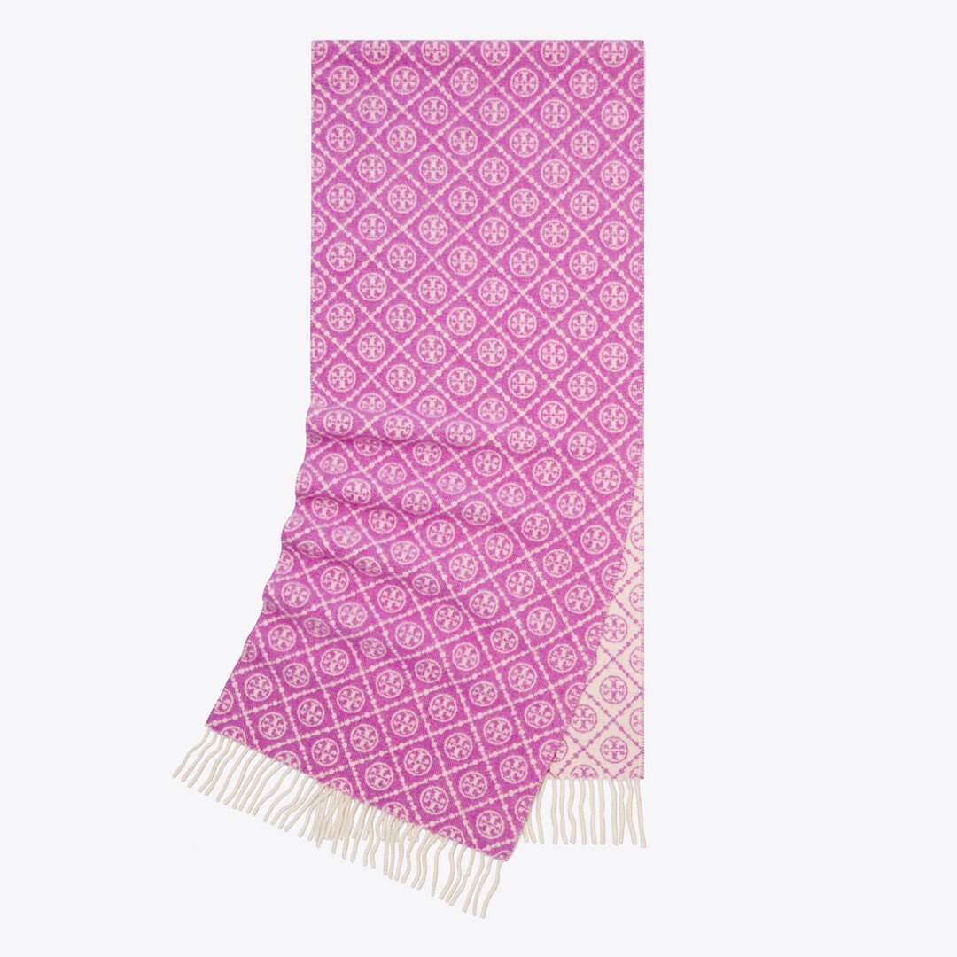 Tory Burch T Monogram Oblong Scarf Magenta