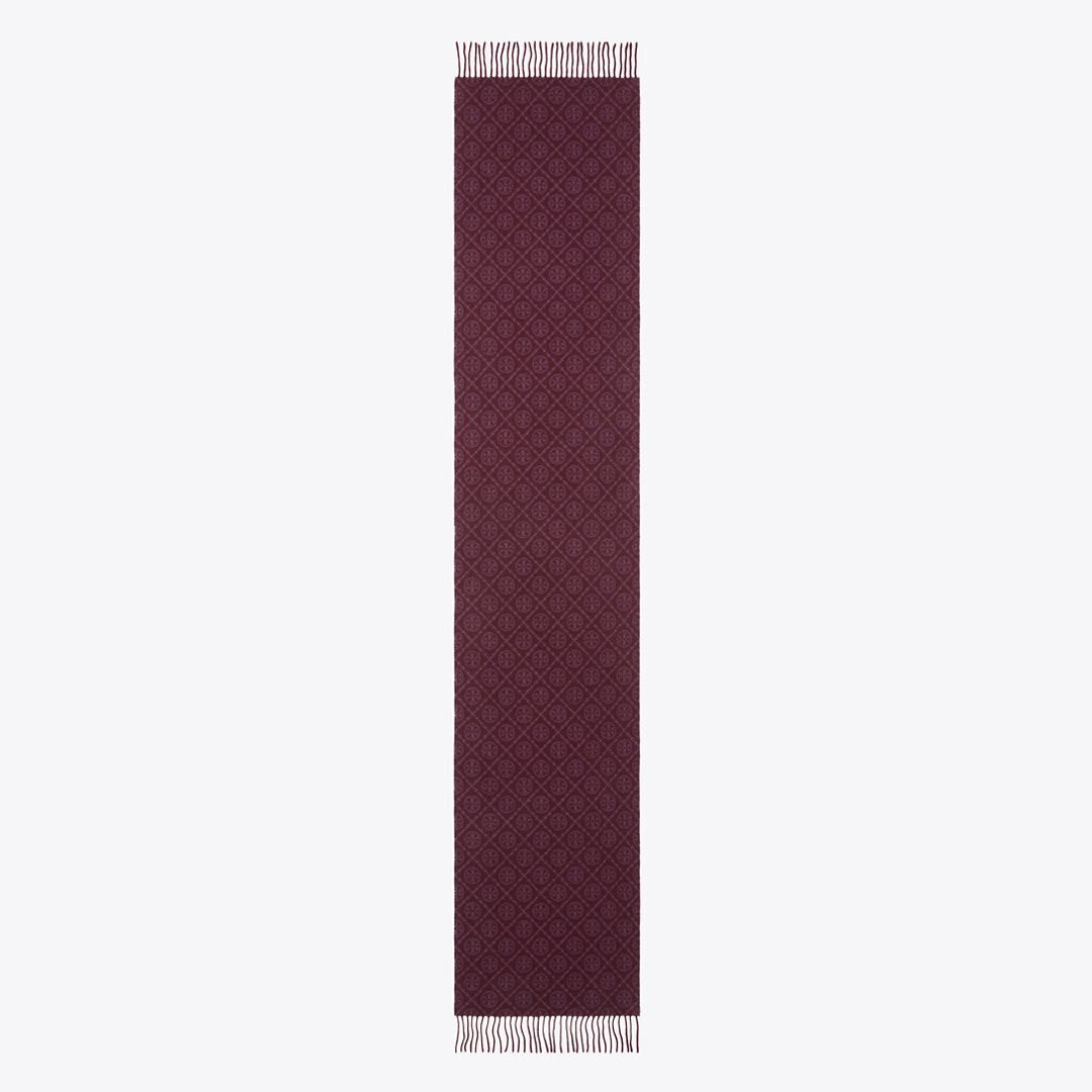 Tory Burch T Monogram Oblong Scarf Chocolate