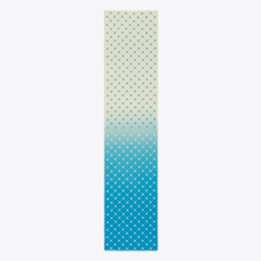 Tory Burch T Monogram Oblong Scarf Blue